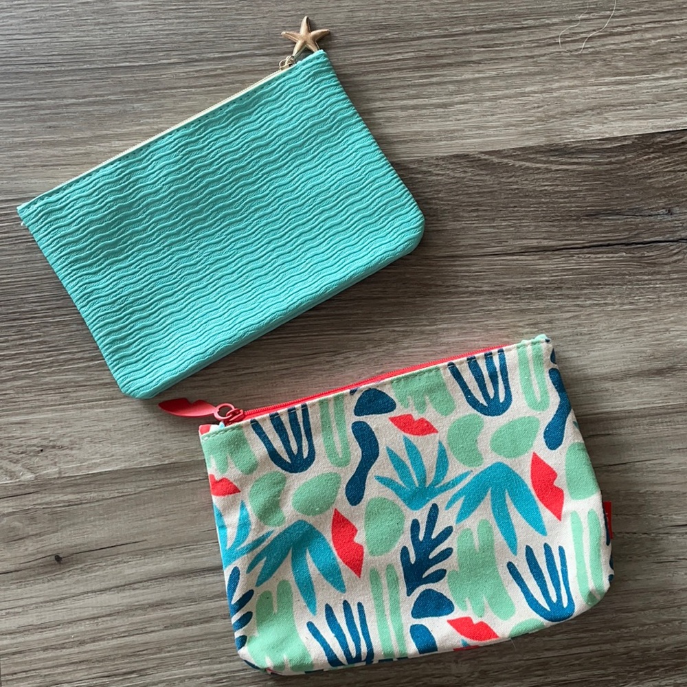 🆕 2 Makeup Cosmetic Toiletry Bags Seaside and Cacti